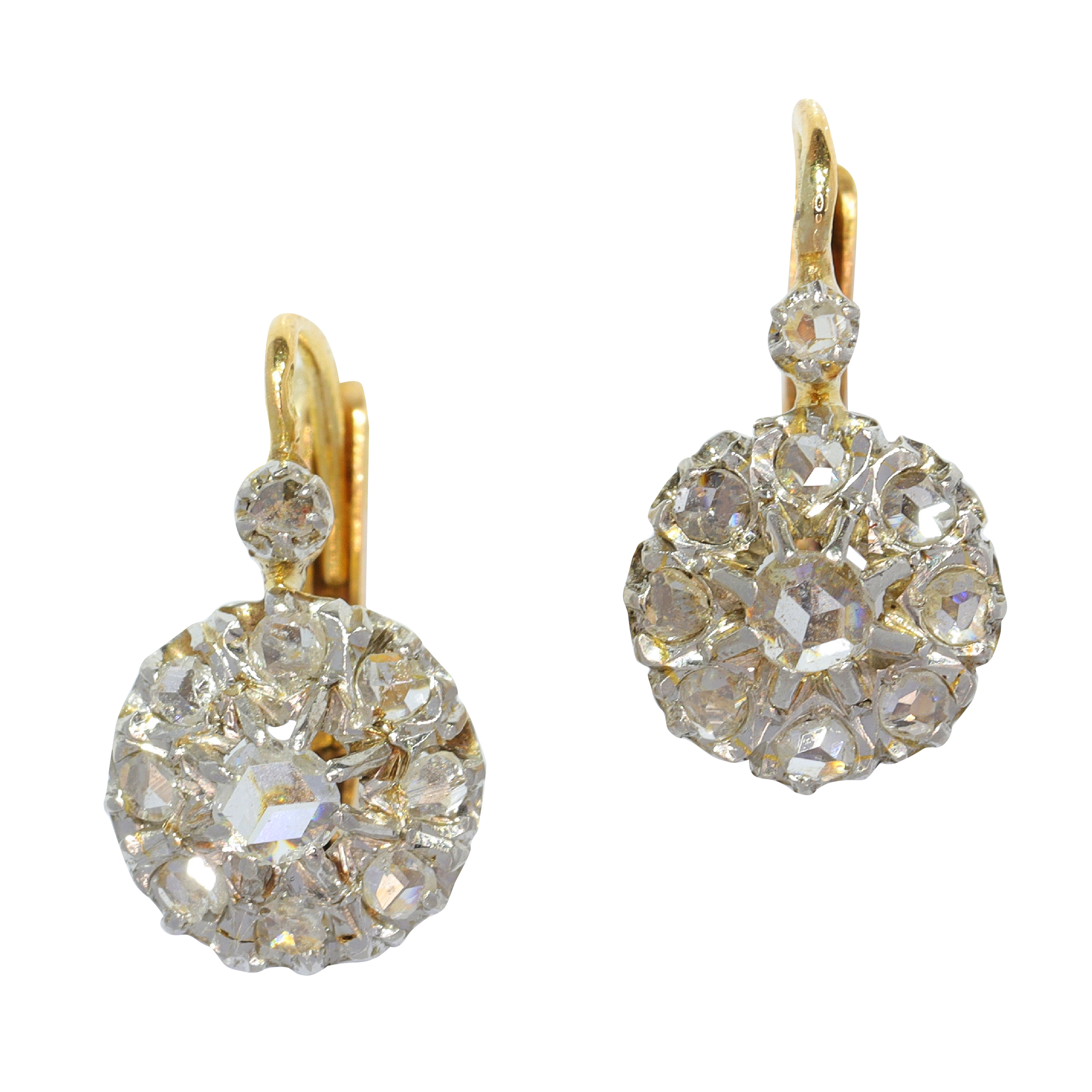 French vintage Belle Epoque Art Deco diamond earrings